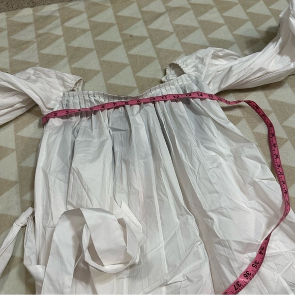 Tanya Taylor white off shoulder belted flare sleeve blouse - Picture 4 of 5